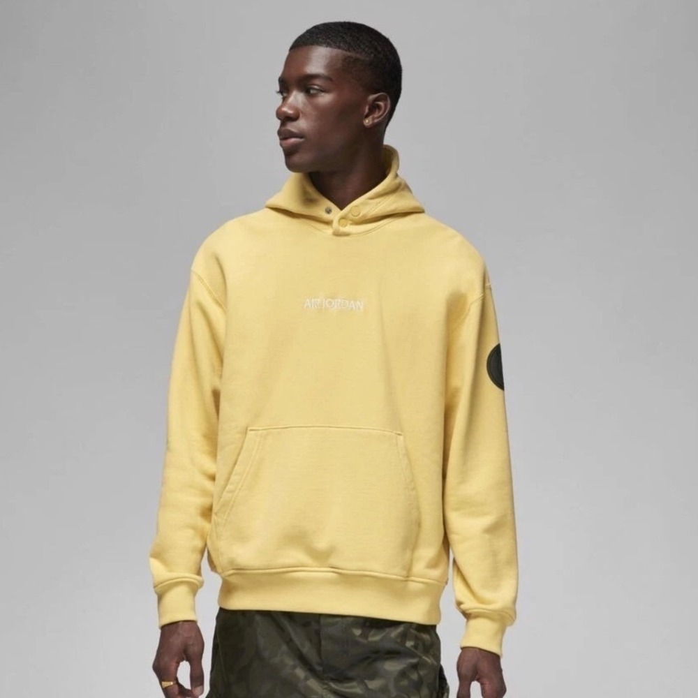 Jordan PSG Paris Wordmark Fleece Pullover Yellow Hoodie FN5324-700 Men XL